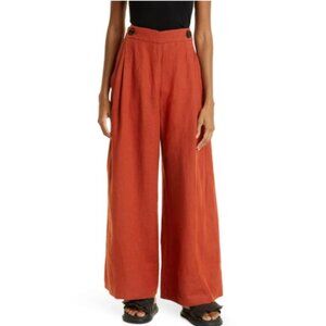 Farm Rio Wide Leg Linen Pants In Brown